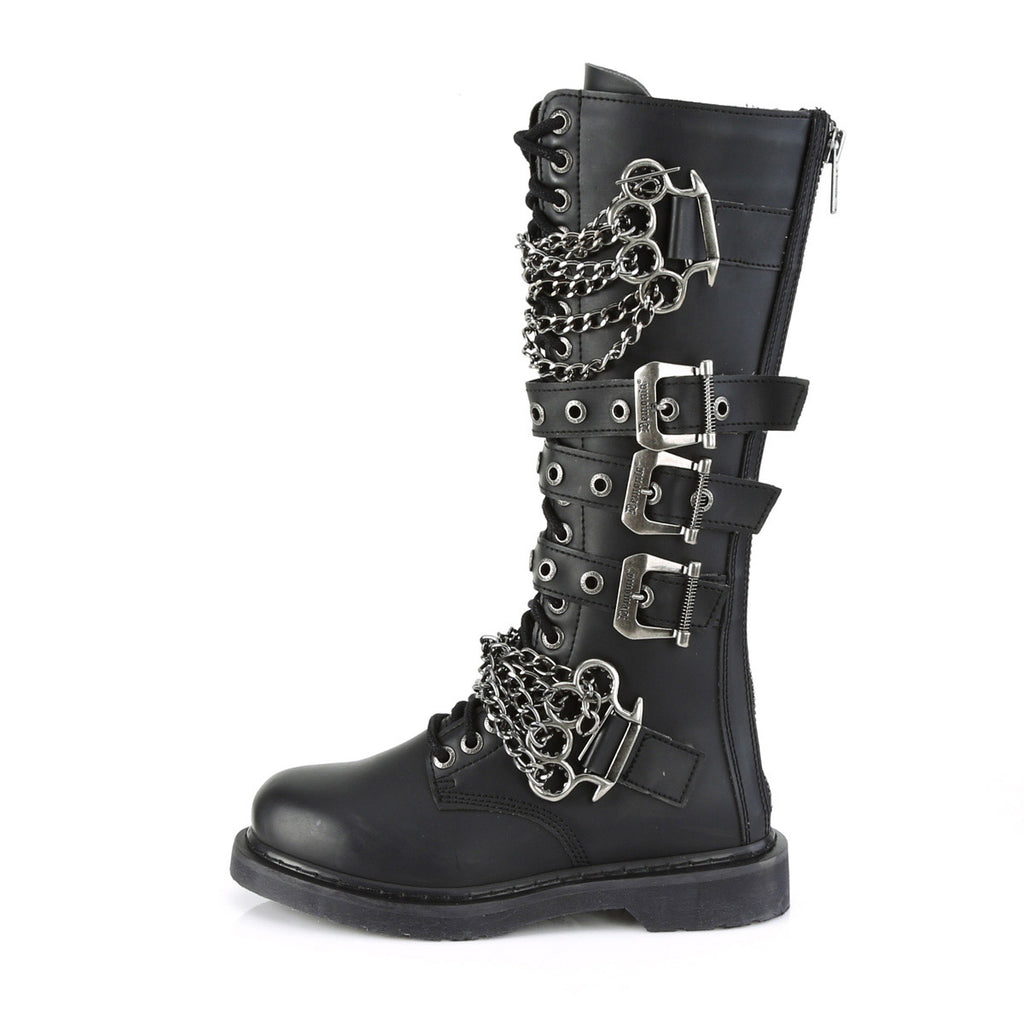 1 1/4" Heel 20 Eyelet  Knee High Combat Boot, Side Zip Pleaser Demonia BOLT/450