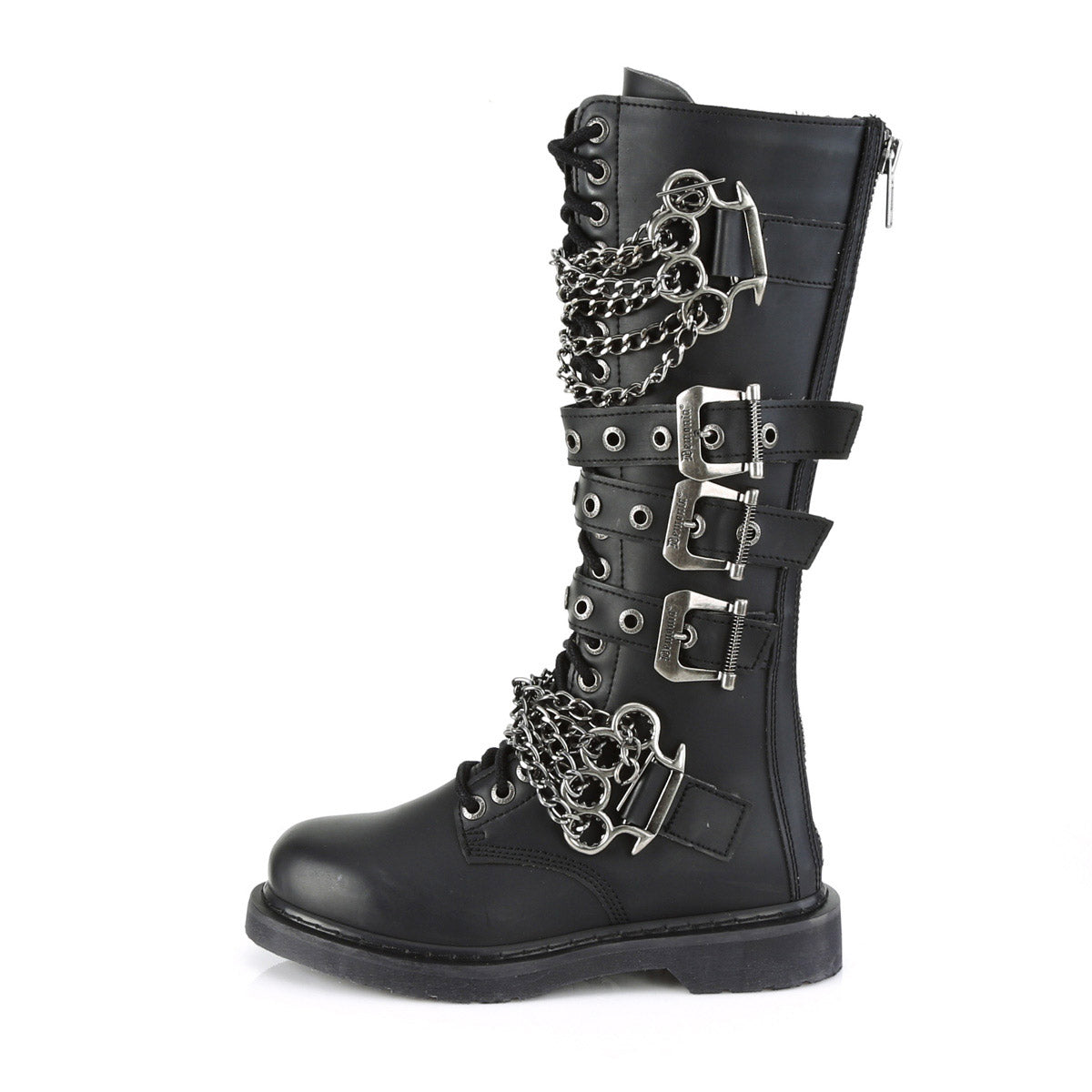 1 1/4" Heel 20 Eyelet  Knee High Combat Boot, Side Zip Pleaser Demonia BOLT/450