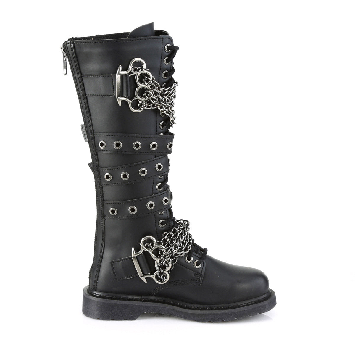 1 1/4" Heel 20 Eyelet  Knee High Combat Boot, Side Zip Pleaser Demonia BOLT/450