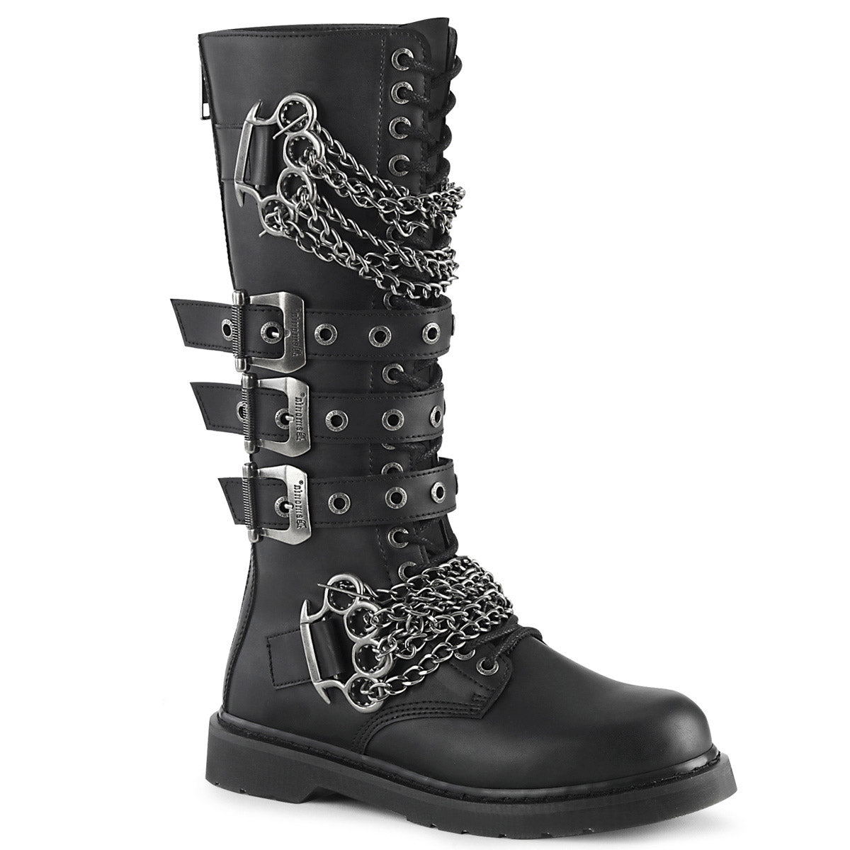 1 1/4" Heel 20 Eyelet  Knee High Combat Boot, Side Zip Pleaser Demonia BOLT/450