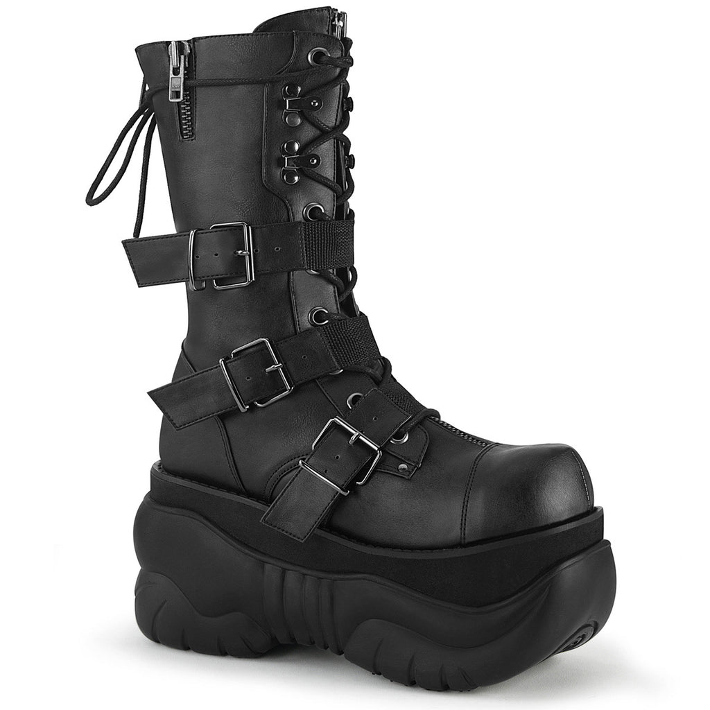 4" PF Lace-Up  Mid Calf Boot, Back Metal Zipper Pleaser Demonia BOXER/230