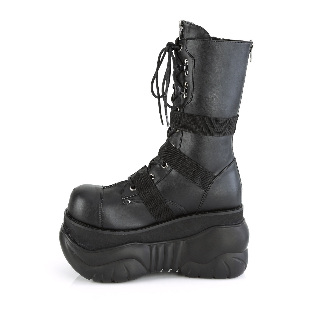 4" PF Lace-Up  Mid Calf Boot, Back Metal Zipper Pleaser Demonia BOXER/230