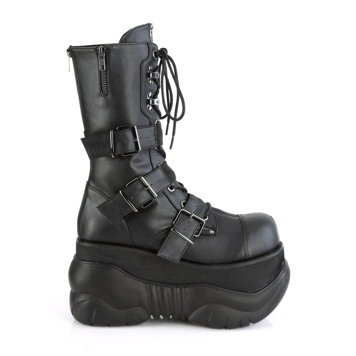 4" PF Lace-Up  Mid Calf Boot, Back Metal Zipper Pleaser Demonia BOXER/230