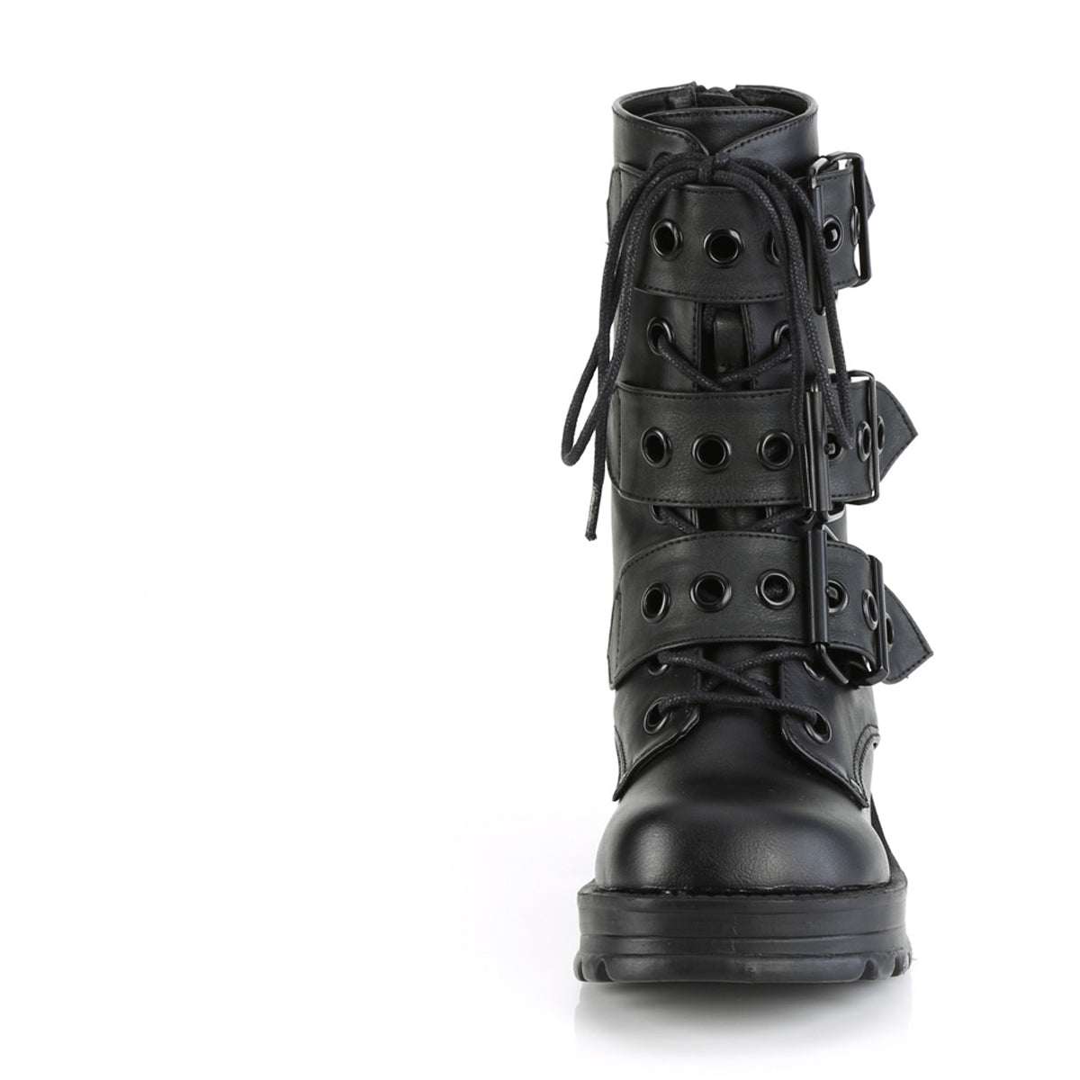 Demonia Bratty-118 Lace-Up Ankle Boots with Buckles and Heel for Women Secondary image