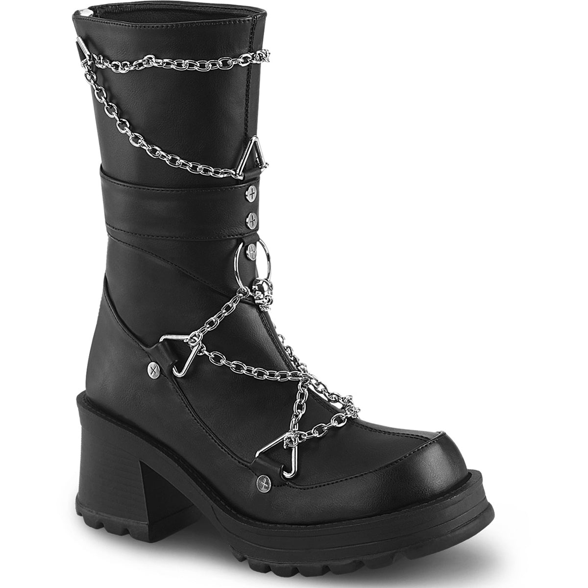 2 3/4" Heel, 1" Platform Mid-Calf Boot, Back Zip Pleaser Demonia BRATTY120/BVL Main image