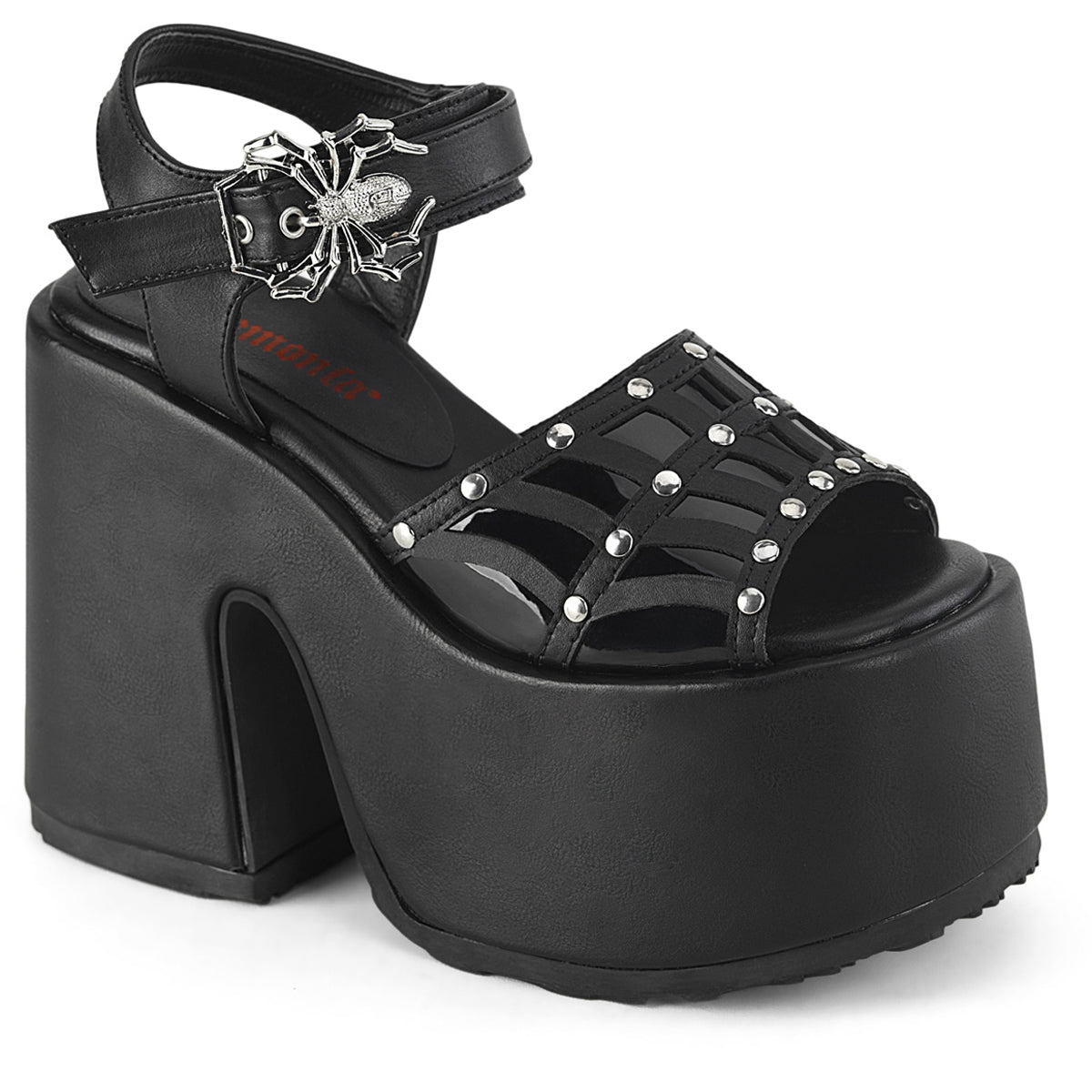 Demonia Chunky Platform Ankle Strap Sandals with Spider Buckle Secondary image