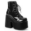 5" Chunky Heel, 3" P/F Lace-Up Ankle Boot, Metal Back Zip Pleaser Demonia CAM203/B