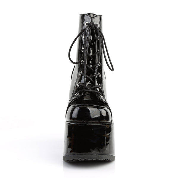 5" Chunky Heel, 3" P/F Lace-Up Ankle Boot, Metal Back Zip Pleaser Demonia CAM203/B