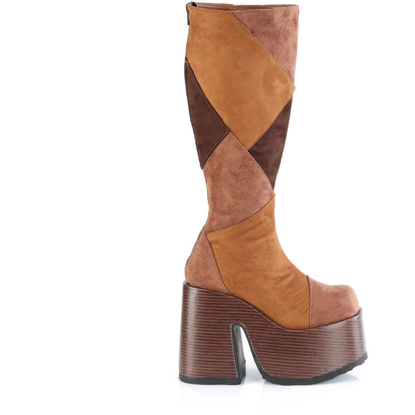 5" Chunky Heel, 3" P/F Knee High Boot, Inside Zip Pleaser Demonia CAMEL/280