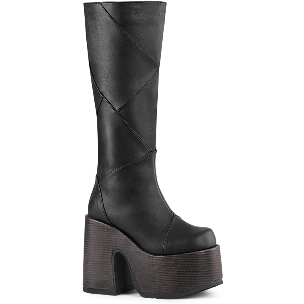5" Chunky Heel, 3" P/F Knee High Boot, Inside Zip Pleaser Demonia CAM280/BVL
