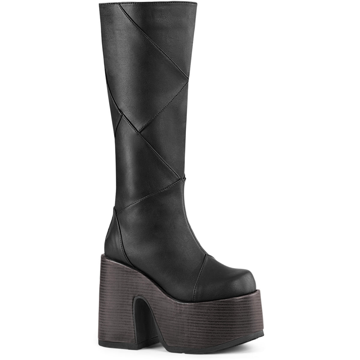 5" Chunky Heel, 3" P/F Knee High Boot, Inside Zip Pleaser Demonia CAM280/BVL