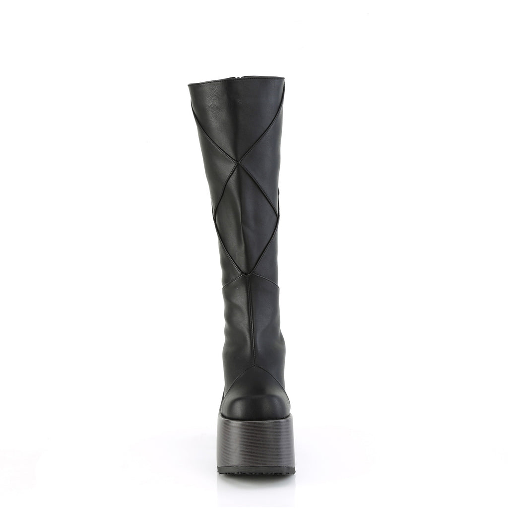 5" Chunky Heel, 3" P/F Knee High Boot, Inside Zip Pleaser Demonia CAM280/BVL
