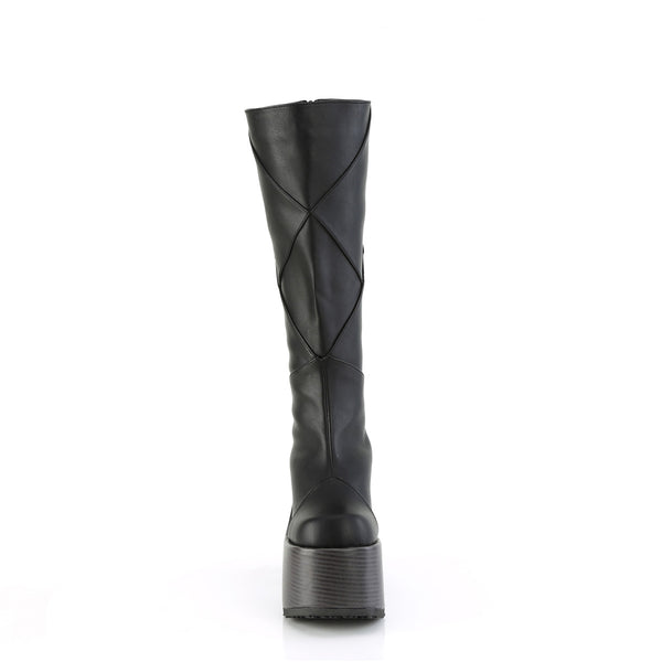 5" Chunky Heel, 3" P/F Knee High Boot, Inside Zip Pleaser Demonia CAM280/BVL