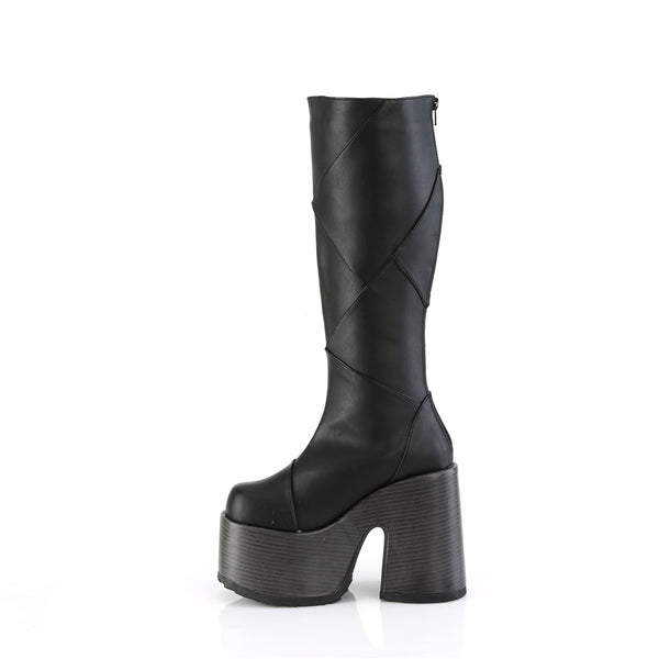 5" Chunky Heel, 3" P/F Knee High Boot, Inside Zip Pleaser Demonia CAM280/BVL