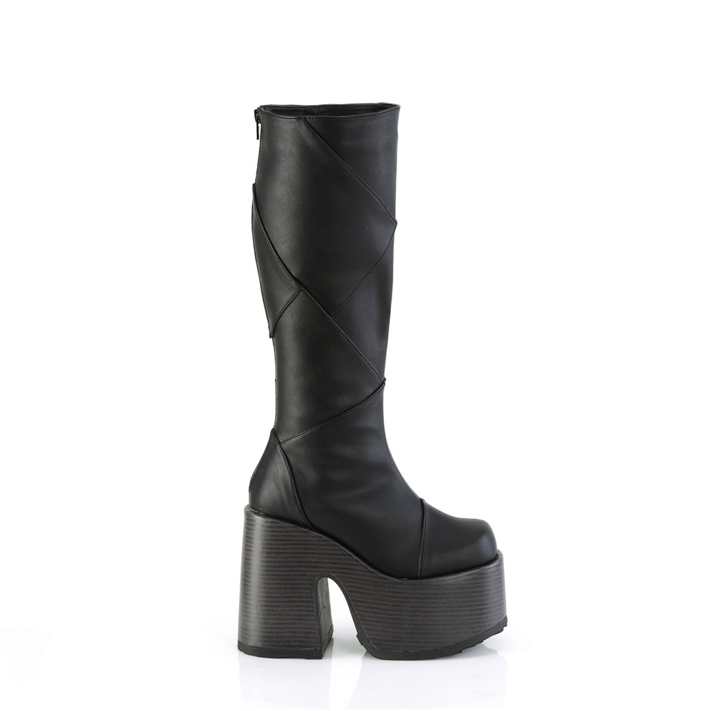 5" Chunky Heel, 3" P/F Knee High Boot, Inside Zip Pleaser Demonia CAM280/BVL