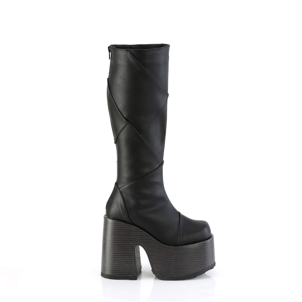 5" Chunky Heel, 3" P/F Knee High Boot, Inside Zip Pleaser Demonia CAM280/BVL
