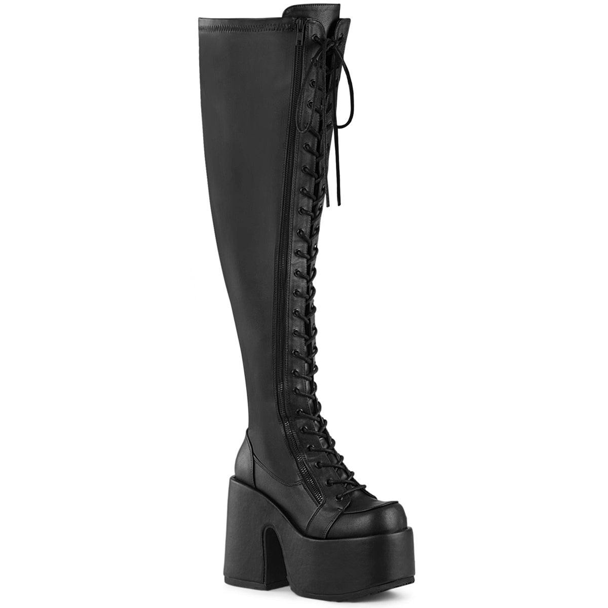 5" Chunky Heel, 3" Pf Wide Calf Thigh-High Boot,Outside Zip Pleaser Demonia CAM300WC/BVL Main image