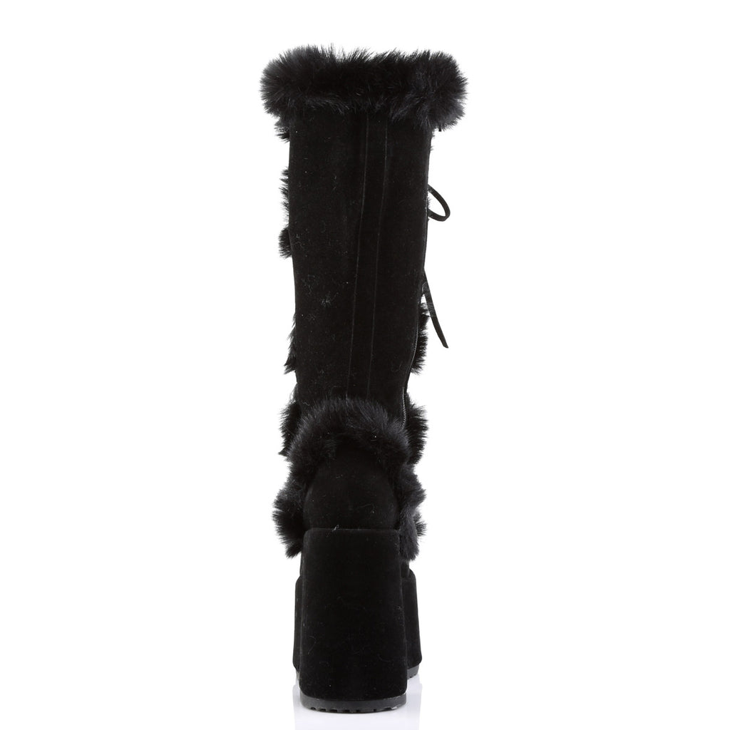 Goth Punk Faux Suede Rabbit Fur Knee High Platform Go Go Boots Shoes Pleaser Demonia CAMEL/311