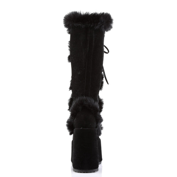 Goth Punk Faux Suede Rabbit Fur Knee High Platform Go Go Boots Shoes Pleaser Demonia CAMEL/311