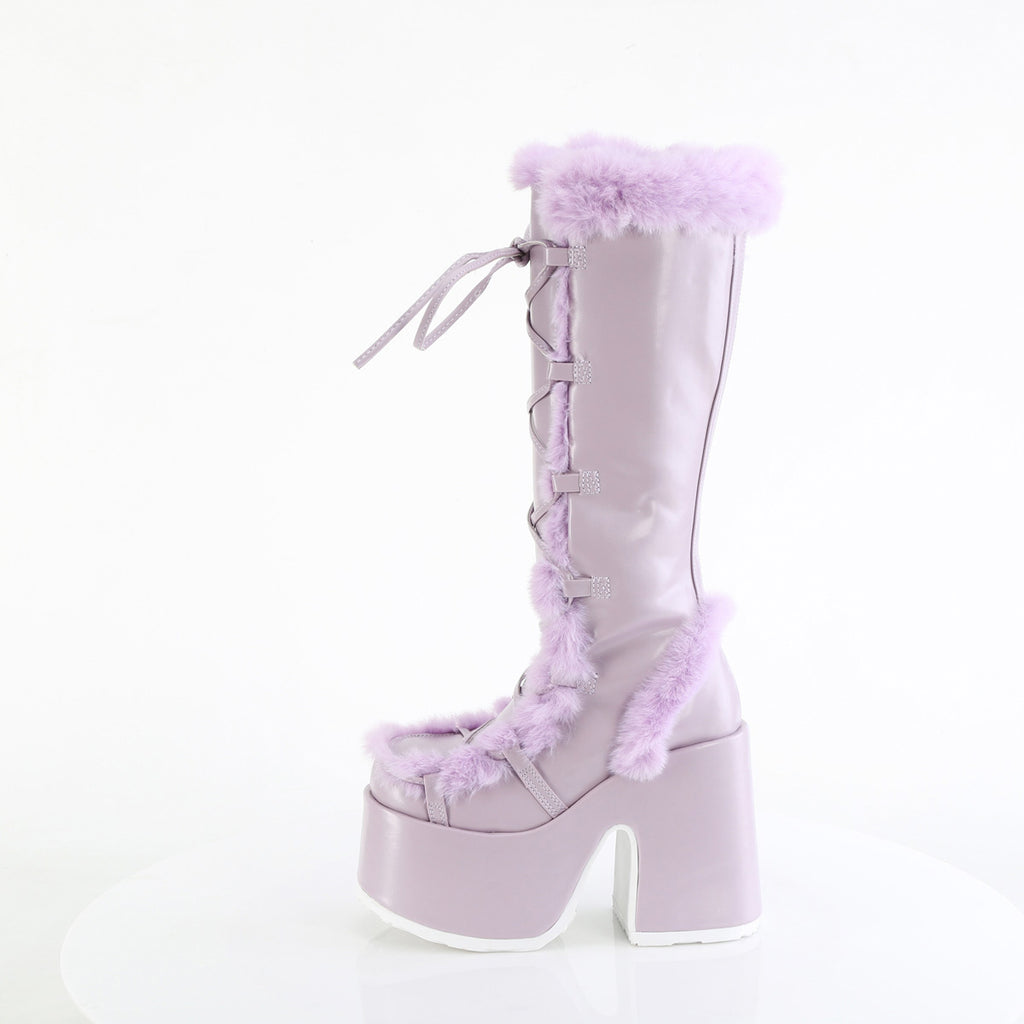 5" Pf Goth Punk Gogo Faux Fur Knee Bt Pleaser Demonia CAMEL/311