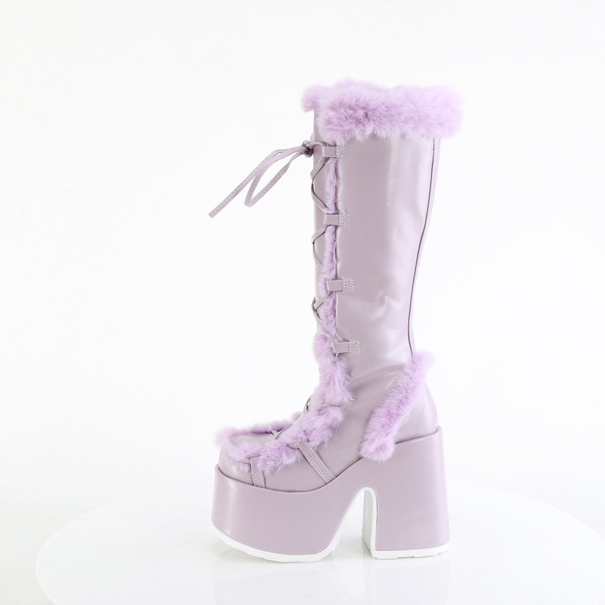 5" Pf Goth Punk Gogo Faux Fur Knee Bt Pleaser Demonia CAMEL/311