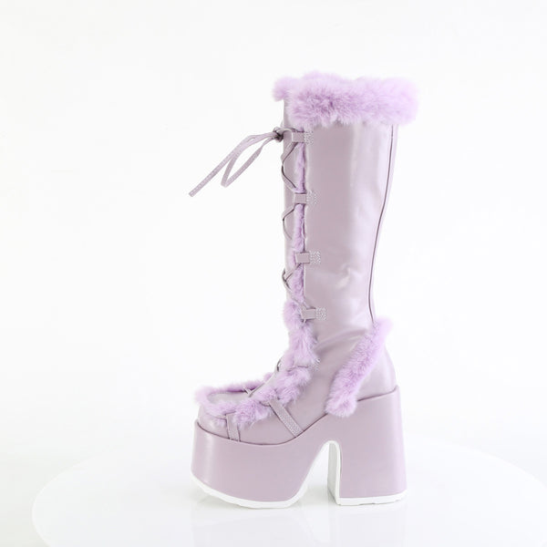 5" Pf Goth Punk Gogo Faux Fur Knee Bt Pleaser Demonia CAMEL/311