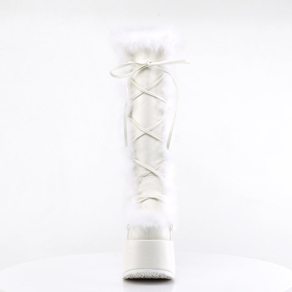 Goth Punk Faux Suede Rabbit Fur Knee High Platform Go Go Boots Shoes Pleaser Demonia CAMEL/311