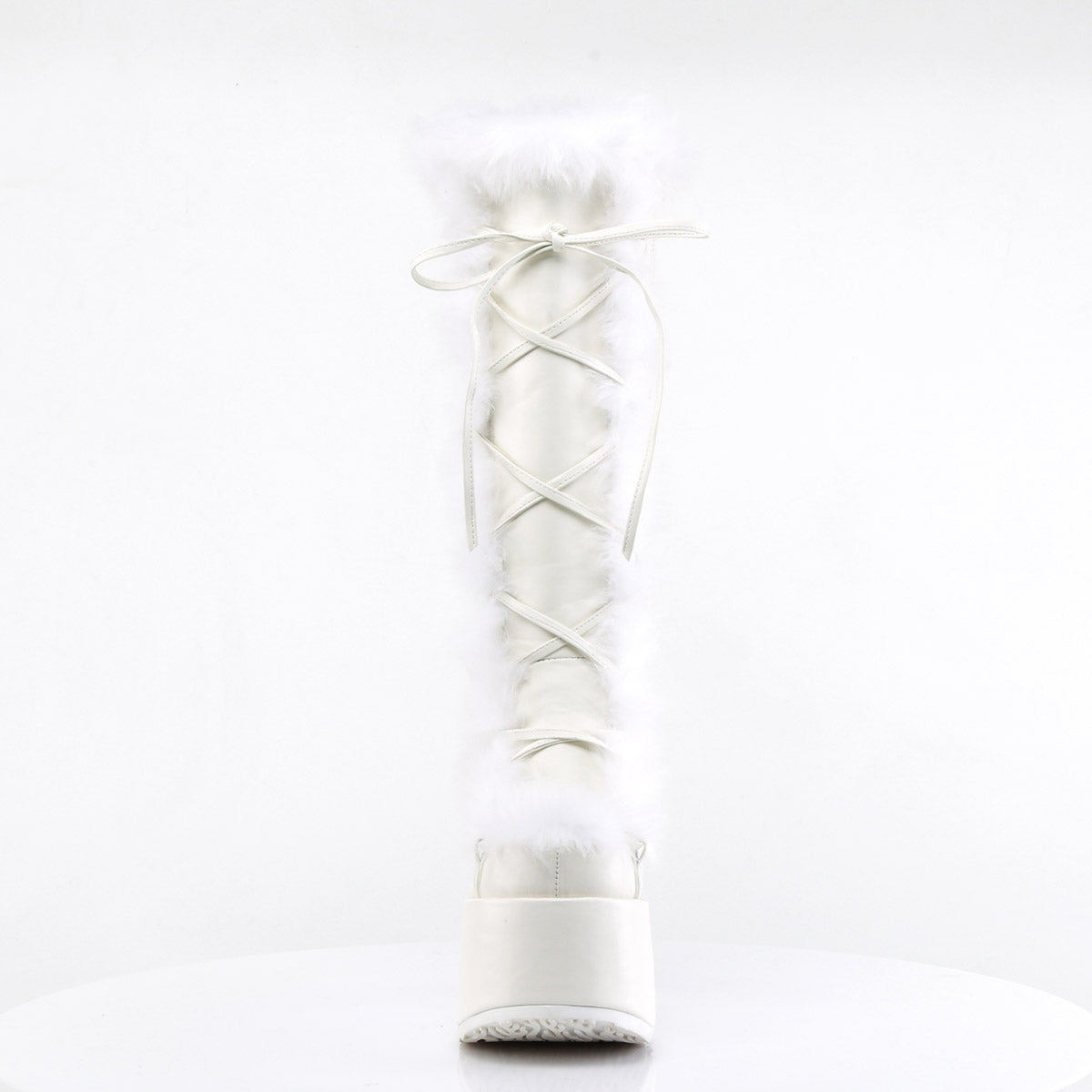 Goth Punk Faux Suede Rabbit Fur Knee High Platform Go Go Boots Shoes Pleaser Demonia CAMEL/311