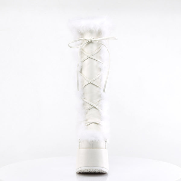 Goth Punk Faux Suede Rabbit Fur Knee High Platform Go Go Boots Shoes Pleaser Demonia CAMEL/311