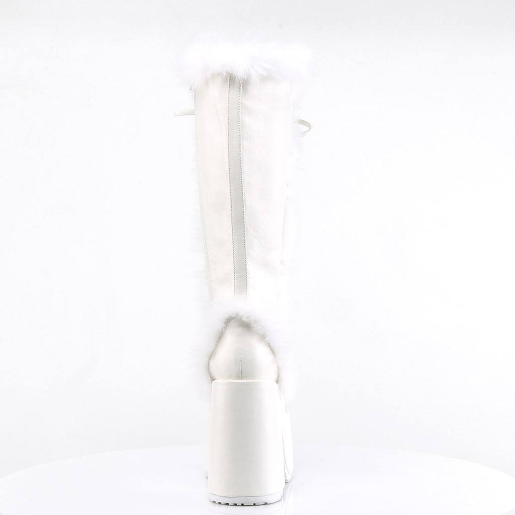 Goth Punk Faux Suede Rabbit Fur Knee High Platform Go Go Boots Shoes Pleaser Demonia CAMEL/311