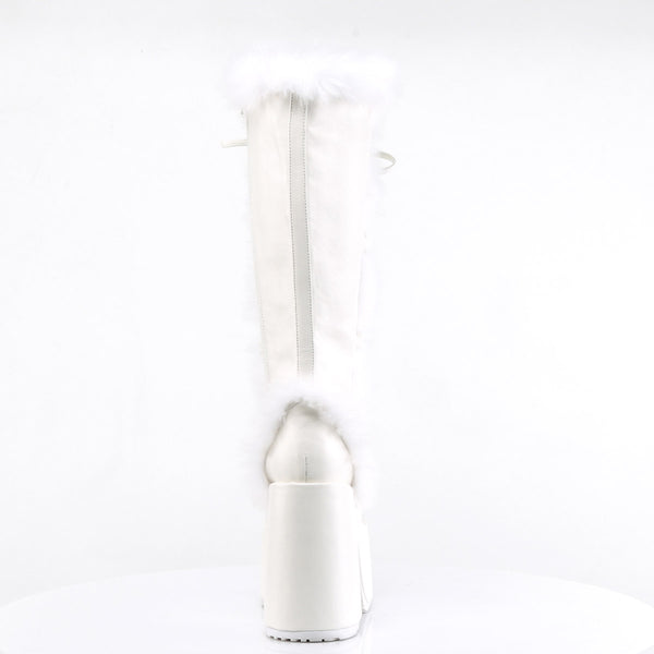 Goth Punk Faux Suede Rabbit Fur Knee High Platform Go Go Boots Shoes Pleaser Demonia CAMEL/311