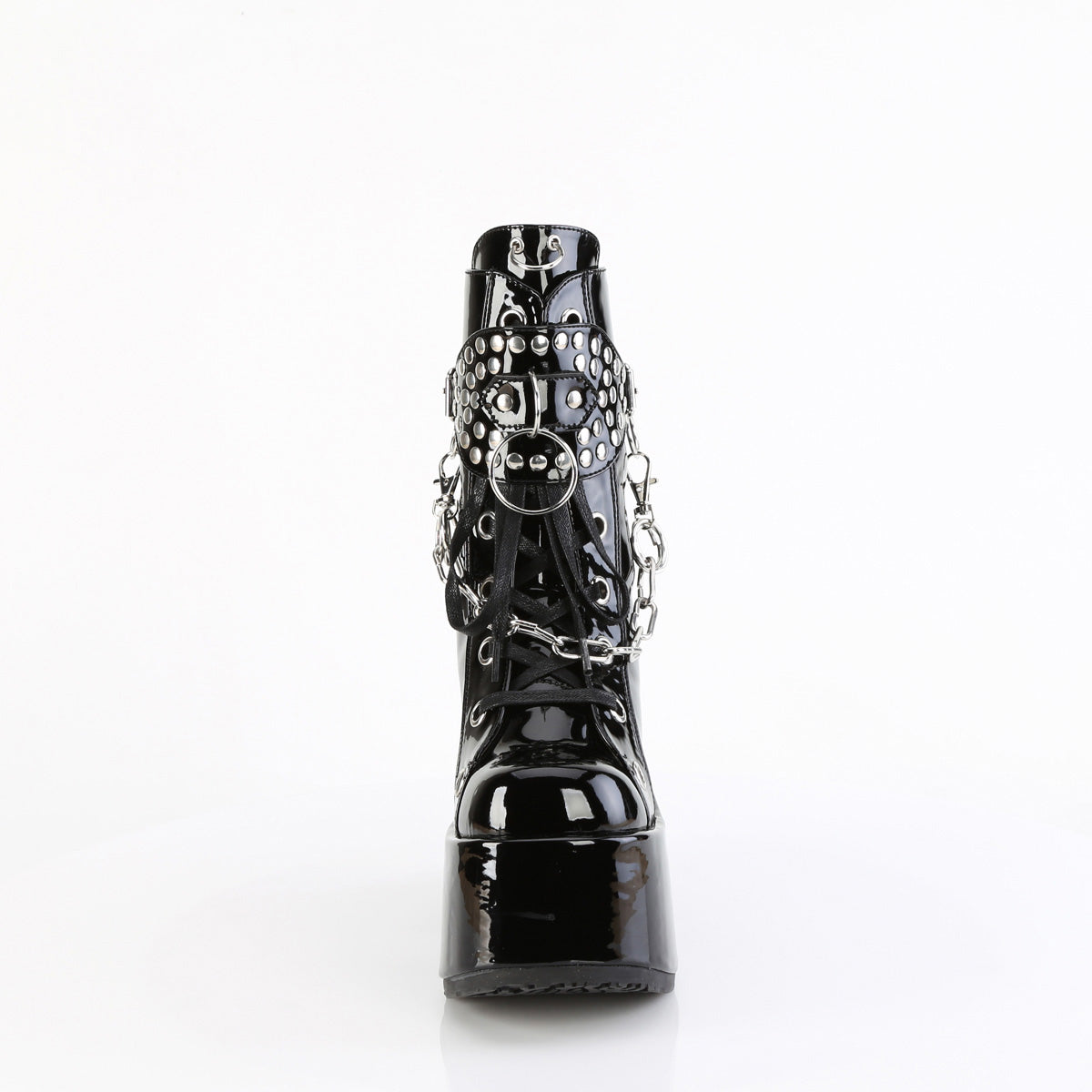 Demonia 5" Chunky Heel, 3" P/F Lace-Up Mid-Calf Boot, Back Zip CAMEL/65 Secondary image