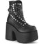 5" Chunky Heel, 3" P/F  Mid-Calf Boot, Side Zip Pleaser Demonia CAMEL/70