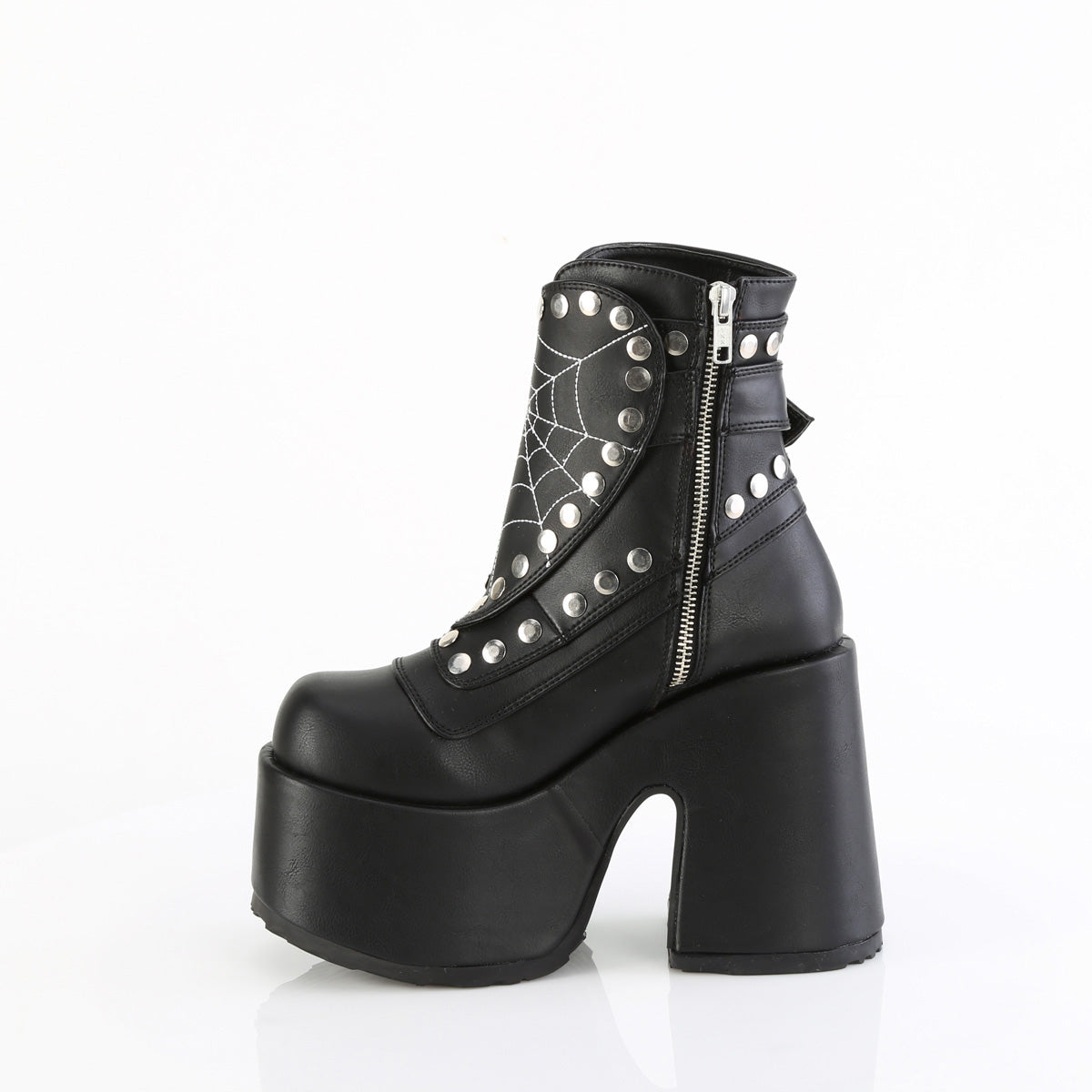 5" Chunky Heel, 3" P/F  Mid-Calf Boot, Side Zip Pleaser Demonia CAMEL/70