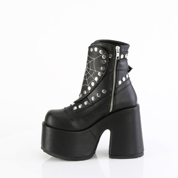 5" Chunky Heel, 3" P/F  Mid-Calf Boot, Side Zip Pleaser Demonia CAMEL/70