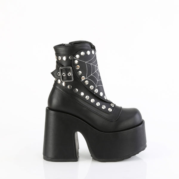 5" Chunky Heel, 3" P/F  Mid-Calf Boot, Side Zip Pleaser Demonia CAMEL/70