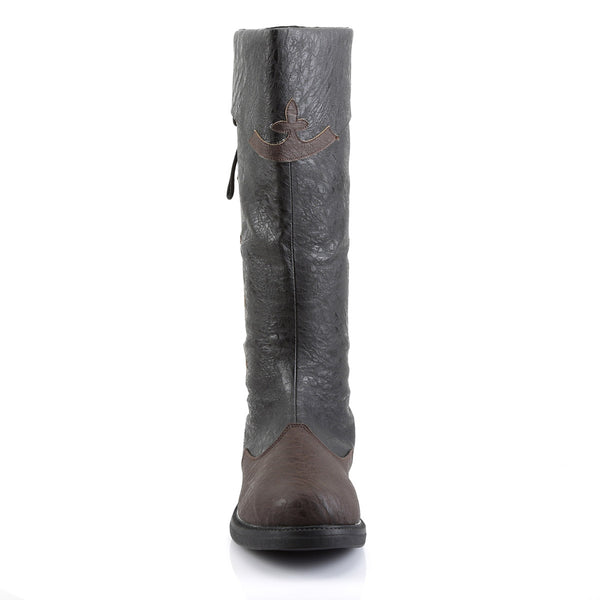 Knee High Cuffed Lace Up Side Round Toe Pull On Wingtip Boots Shoes Pleaser Funtasma CAPTAIN/110
