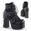 4 1/2" Heel, 2" PF Lace-Up Front Ankle Boot w/ Studs Blk Vegan Leather-Suede Pleaser Demonia CHARADE/100