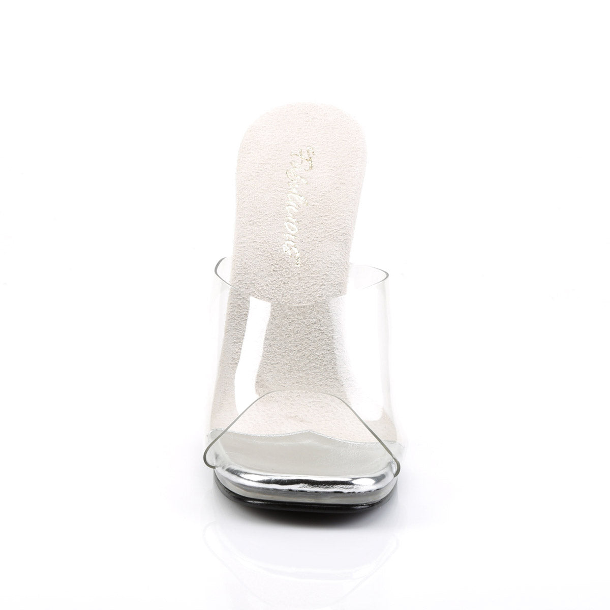 Fabulicious Metallic Stiletto Slip-On Clear Upper Mules for Women Secondary image