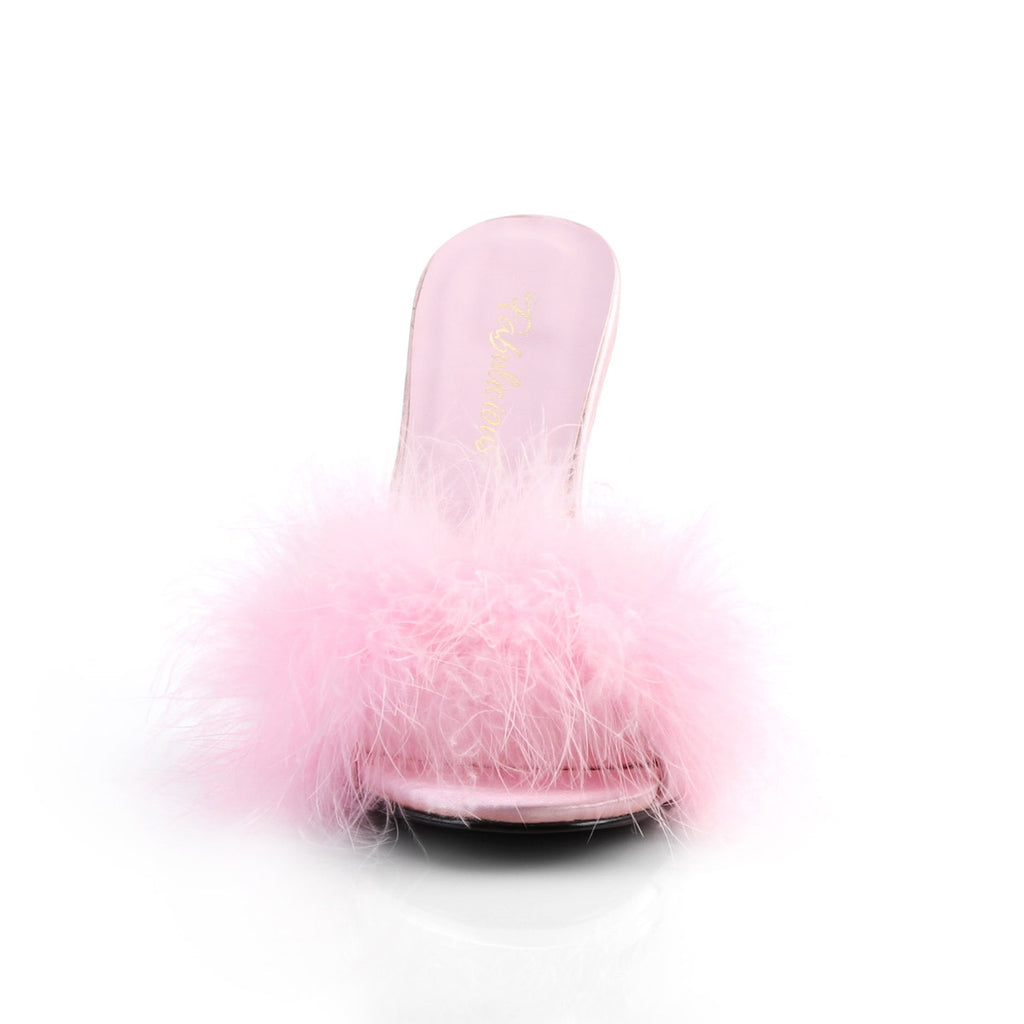 4" Heel Marabou Slipper B. Pink Pu-Fur Pleaser Fabulicious CLASSIQUE/01F