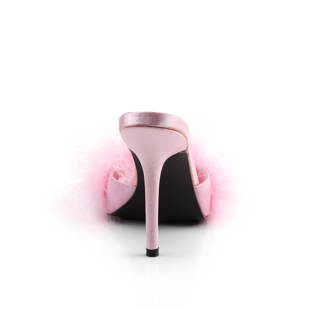 4" Heel Marabou Slipper B. Pink Pu-Fur Pleaser Fabulicious CLASSIQUE/01F