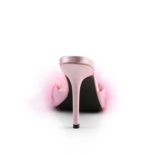 4" Heel Marabou Slipper B. Pink Pu-Fur Pleaser Fabulicious CLASSIQUE/01F