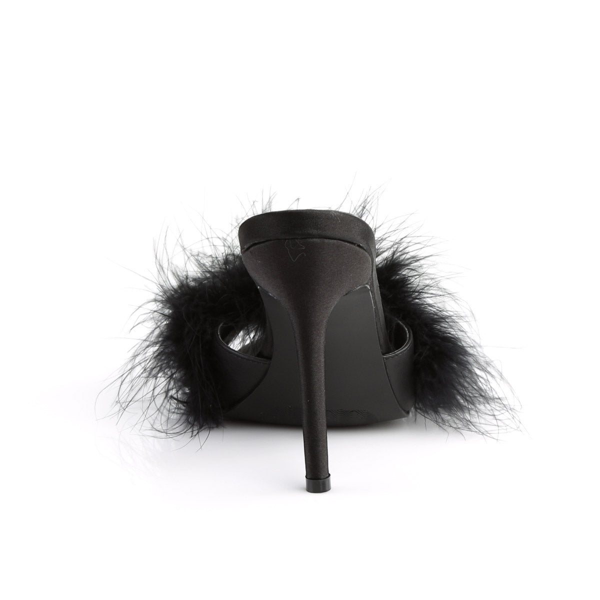 4" Heel Marabou Slipper Blk Pu-Fur Pleaser Fabulicious CLASSIQUE/01F