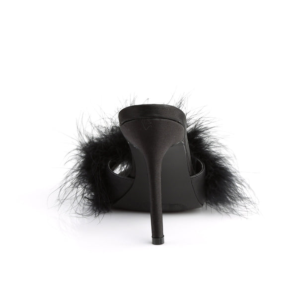 4" Heel Marabou Slipper Blk Pu-Fur Pleaser Fabulicious CLASSIQUE/01F