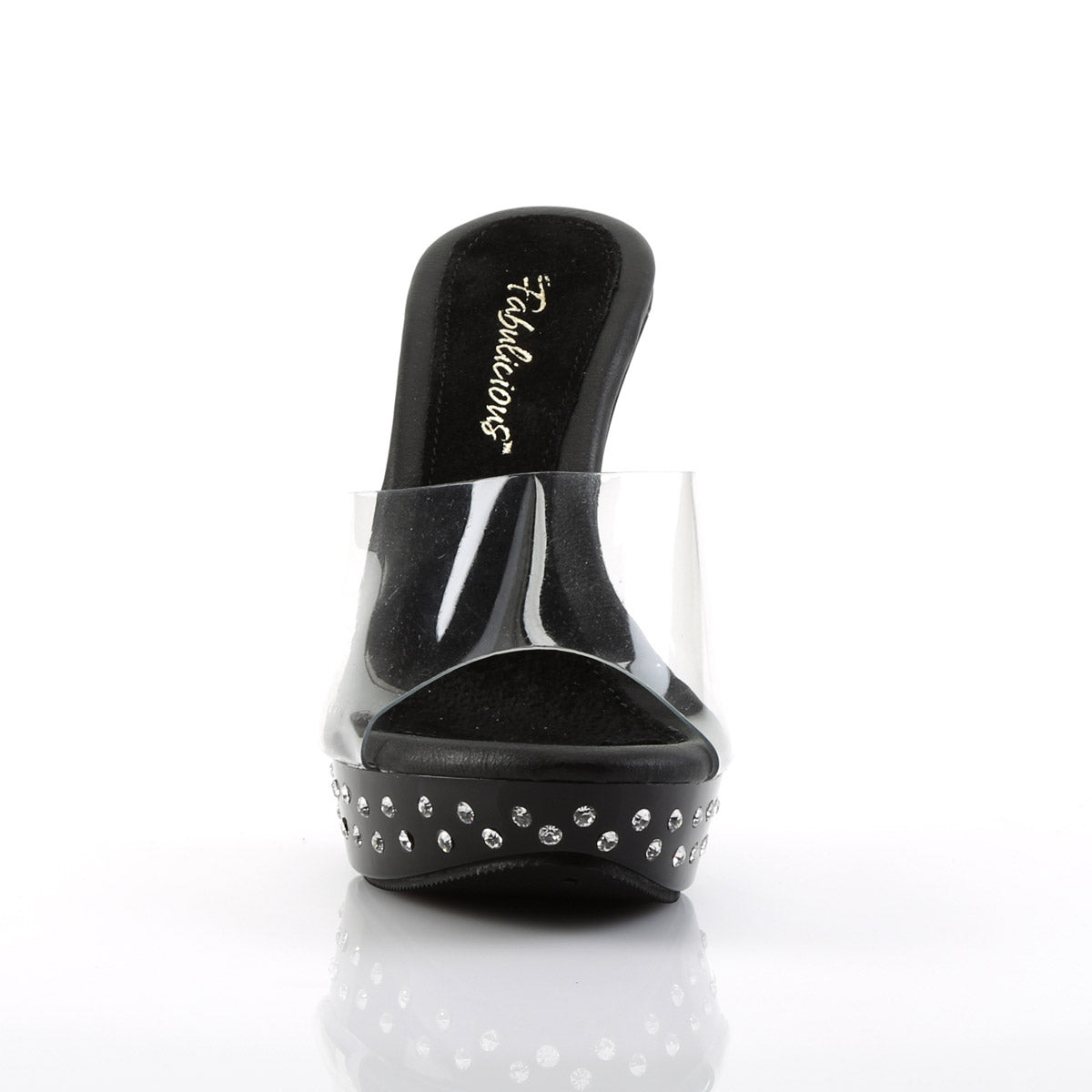 Fabulicious Rhinestone Studded Platform Slide Mule High Heels for Women Secondary image
