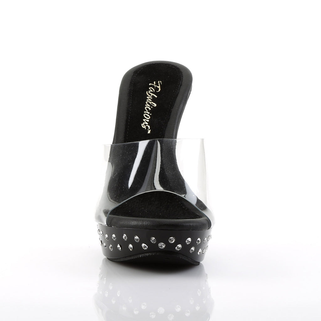 Sexy Rhinestone Encrusted Platforms Slide Mule High Heels Shoes Pleaser Fabulicious COCKTAIL/501SDT