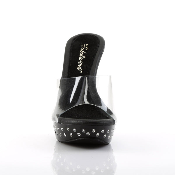 Sexy Rhinestone Encrusted Platforms Slide Mule High Heels Shoes Pleaser Fabulicious COCKTAIL/501SDT