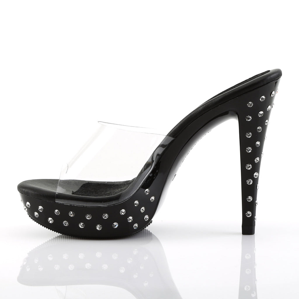 Sexy Rhinestone Encrusted Platforms Slide Mule High Heels Shoes Pleaser Fabulicious COCKTAIL/501SDT