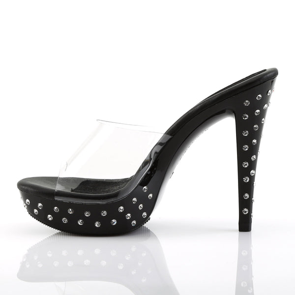 Sexy Rhinestone Encrusted Platforms Slide Mule High Heels Shoes Pleaser Fabulicious COCKTAIL/501SDT