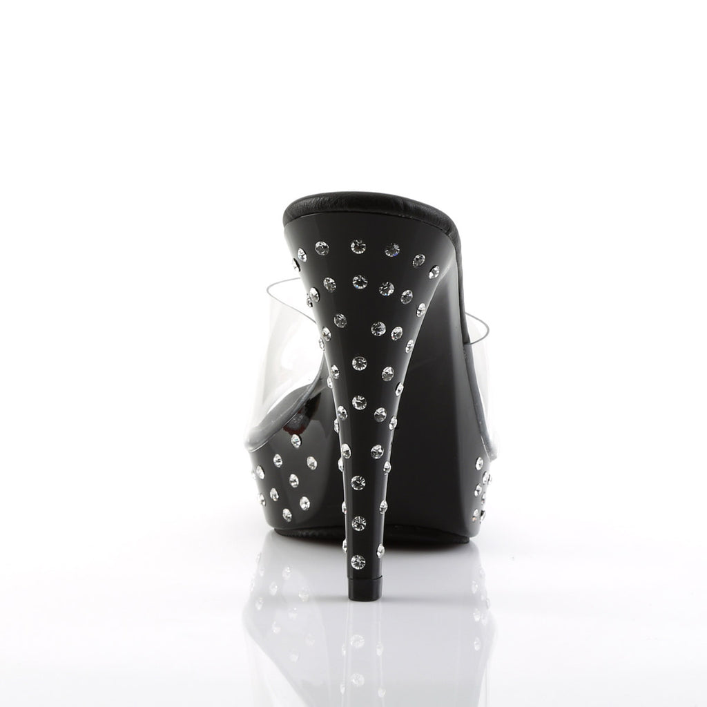 Sexy Rhinestone Encrusted Platforms Slide Mule High Heels Shoes Pleaser Fabulicious COCKTAIL/501SDT